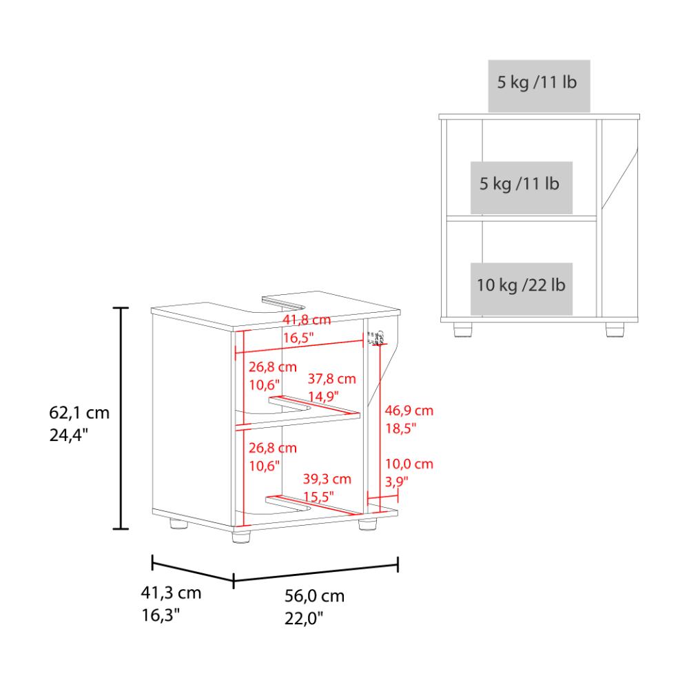 Mueble Para Lavamanos Pili, Kronos Blanco y Kronos Fresno, No incluye Lavamanos ZF