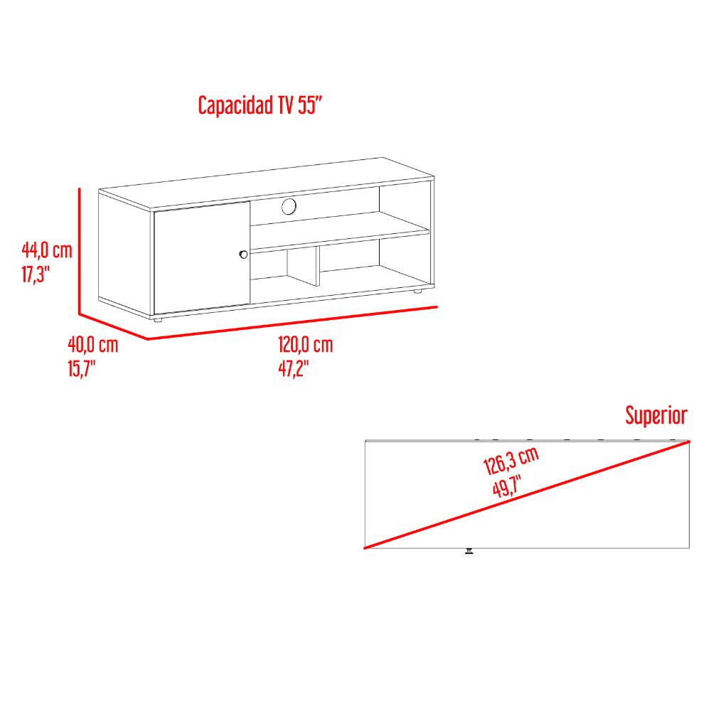 Mesa para TV Noah, Castaño y Blanco, para TV de hasta 55 Pulgadas