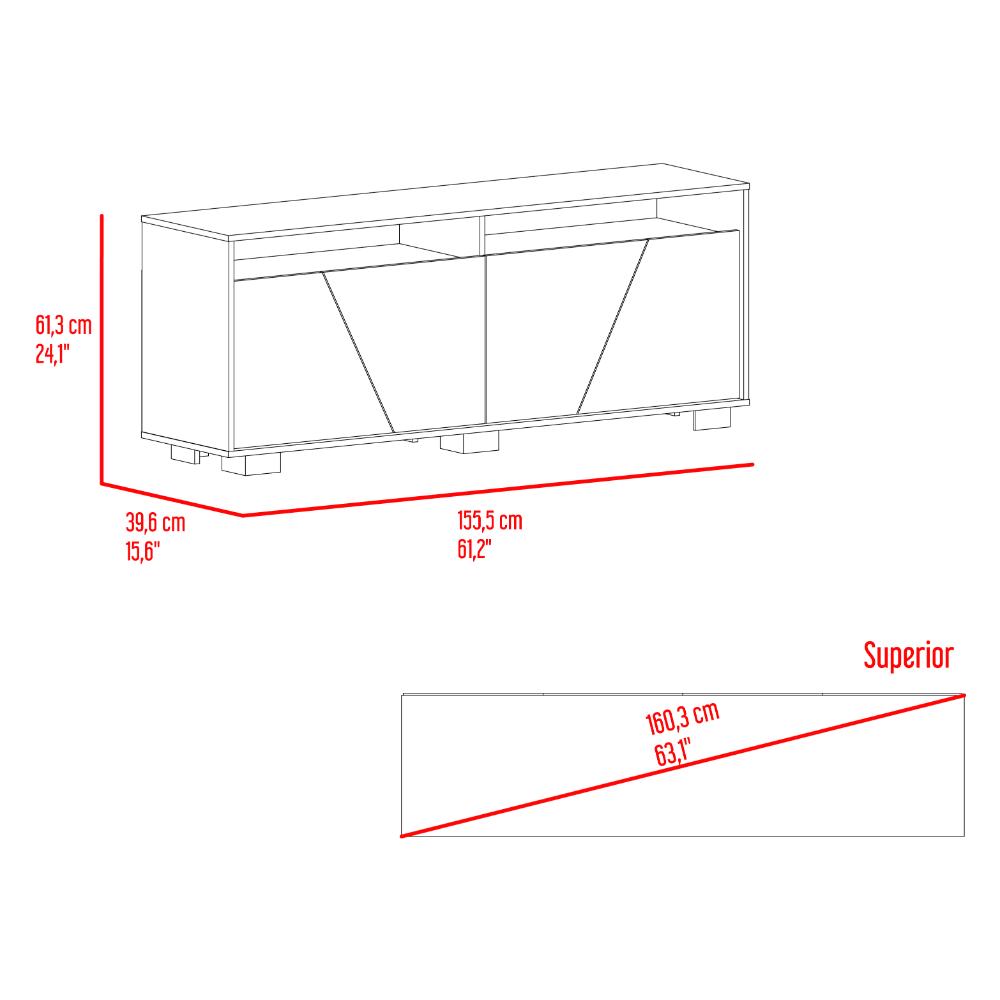 Mesa Para Tv Orus, Fresno Europeo y Nogal, con Espacio Para Televisor de 70 Pulgadas
