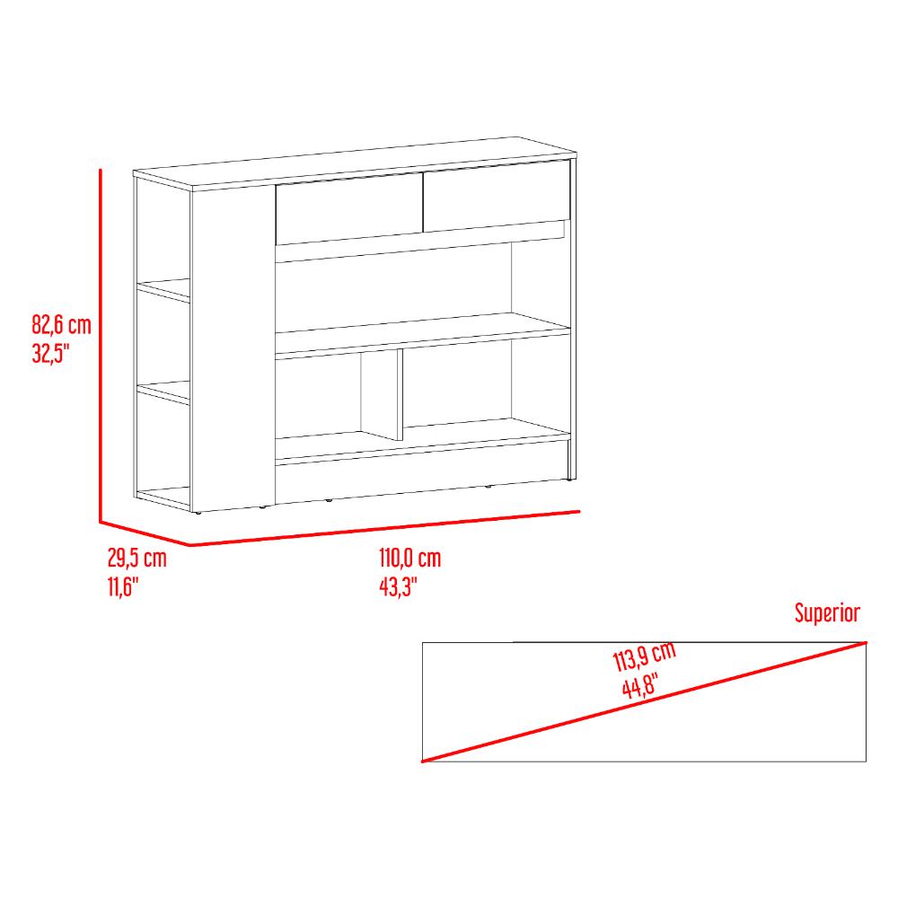 Barra de Cocina Lynton, Fresno Europeo y Blanco, con 2 Cajones para Guardar Utensilios de Cocina ZF