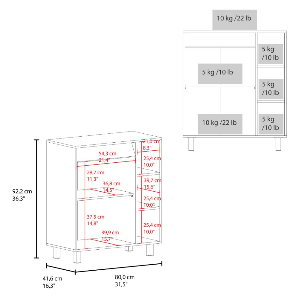 Modulo Microondas Sese, Kronos Blanco, Con dos puertas abatibles y compartimiento inferior para alimentos ZF