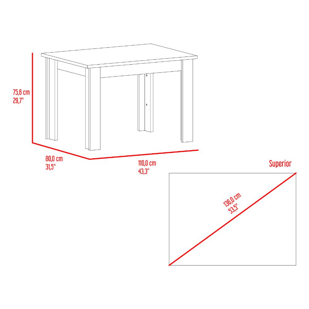 Mesa para Comedor Estrella 110, Miel, con Espacio para Cuatro Personas, No Incluye Sillas