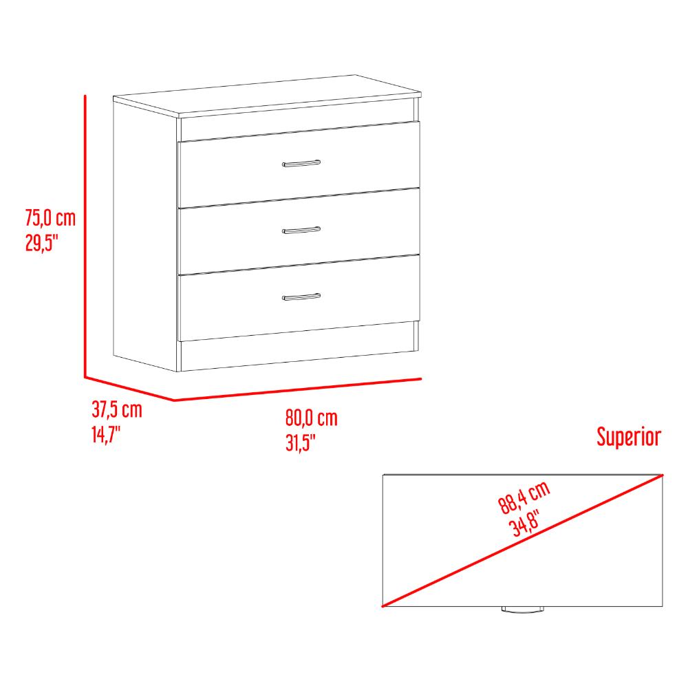 Organizador Conor, Cartagena y Blanco, con Tres Cajones Organizadores y Manijas Metálicas
