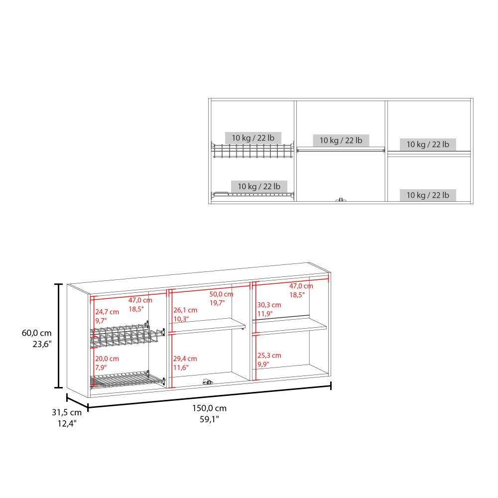 Gabinete Superior Vega, Kronos Cannolo, con cuatro puertas batientes y dos puertas en vidrio ZF