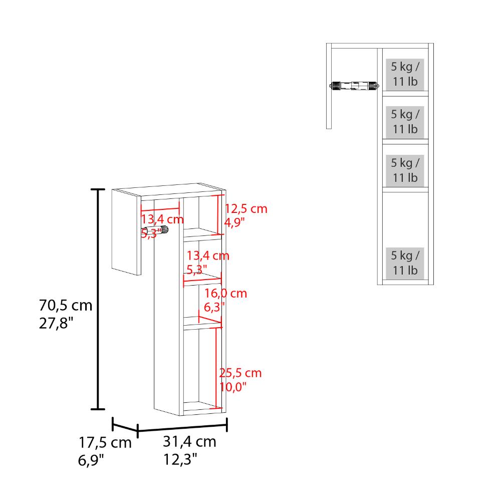 Gabinete de Para Papel Higienico Toilet, Kronos Blanco, con espacio para colocar objetos ZF
