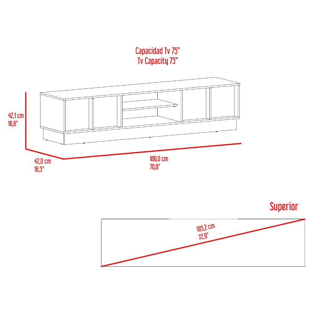 Mesa Para Tv Caobe, Avellana y Wengue, Para Televisor de Hasta 75 Pulgadas con cuatro puertas