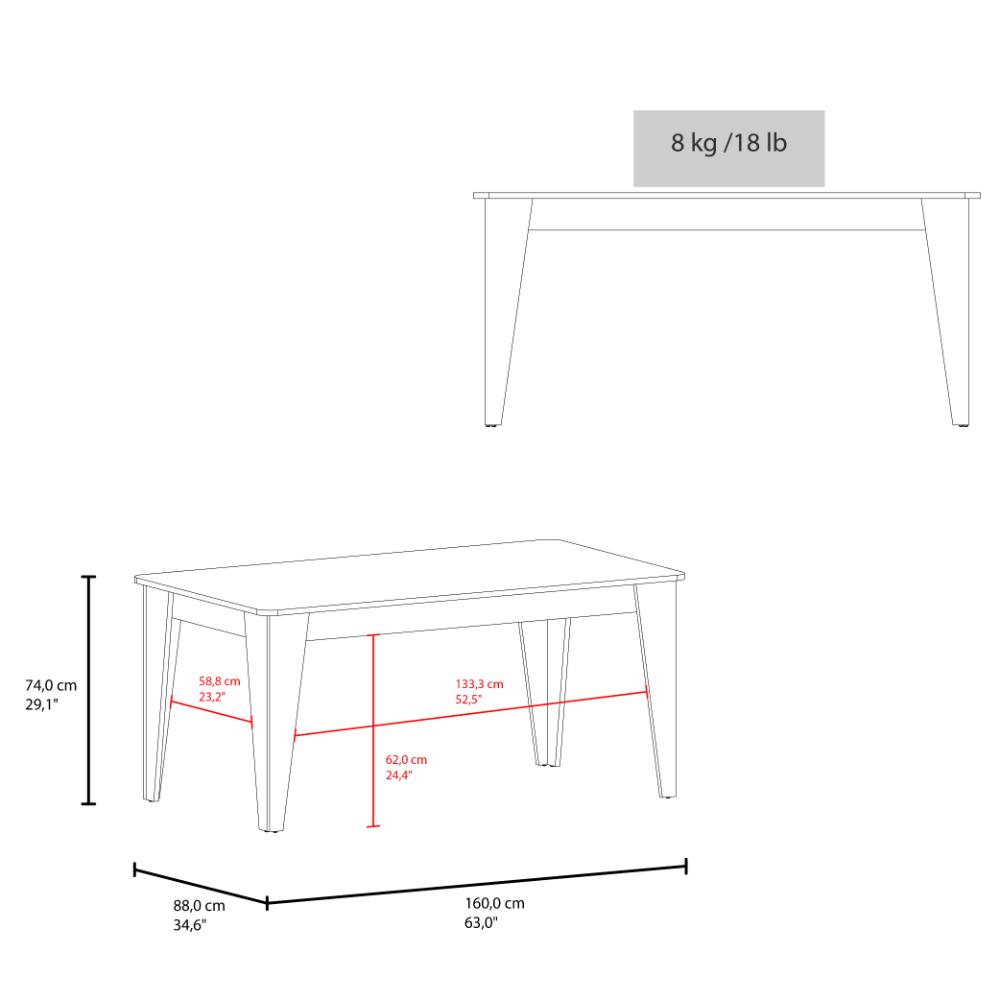 Mesa para Comedor Torino 160, Positano, Diseño Moderno, No Incluye Sillas