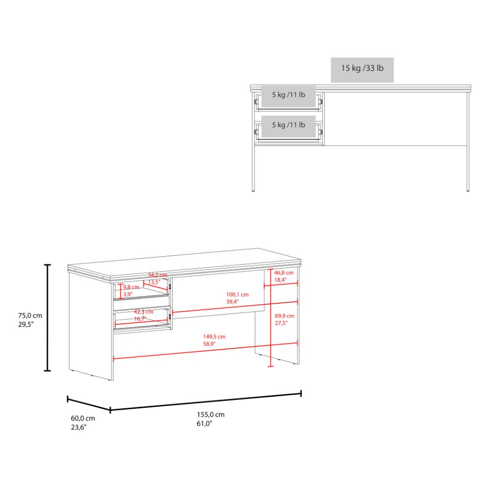 Escritorio Toronto, Kronos Wengue, Con dos cajones y amplio espacio para objetos decorativos ZF