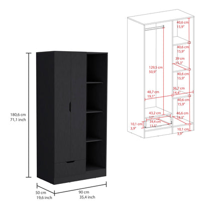 Closet Memphis, Wengue, con Un Tubo Cromado ZF - VIRTUAL MUEBLES