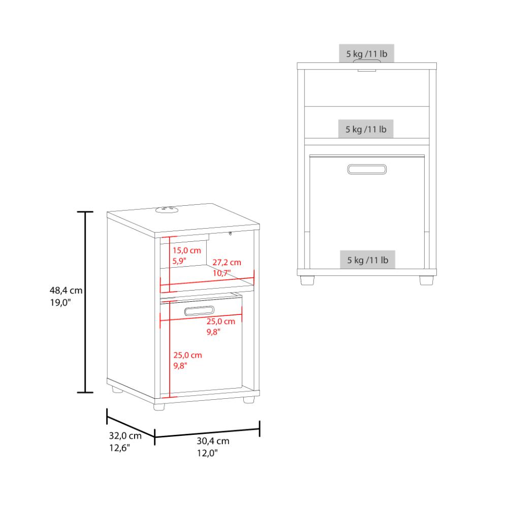 Mesa Auxiliar Mercer USB, Kronos Wengue, Con contenedor en tela y conector USB para tus dispositivos ZF