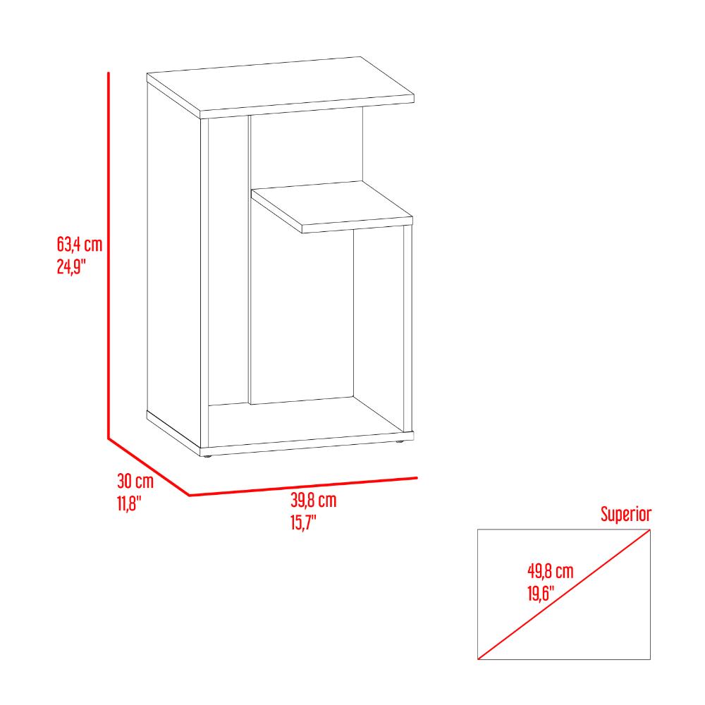 Mesa de Noche Evert, Avellana y Blanco, con diseño moderno y espacio para ubicar objetos
