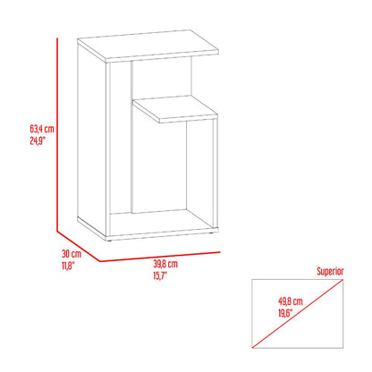 Mesa de Noche Evert, Avellana y Blanco, con diseño moderno y espacio para ubicar objetos