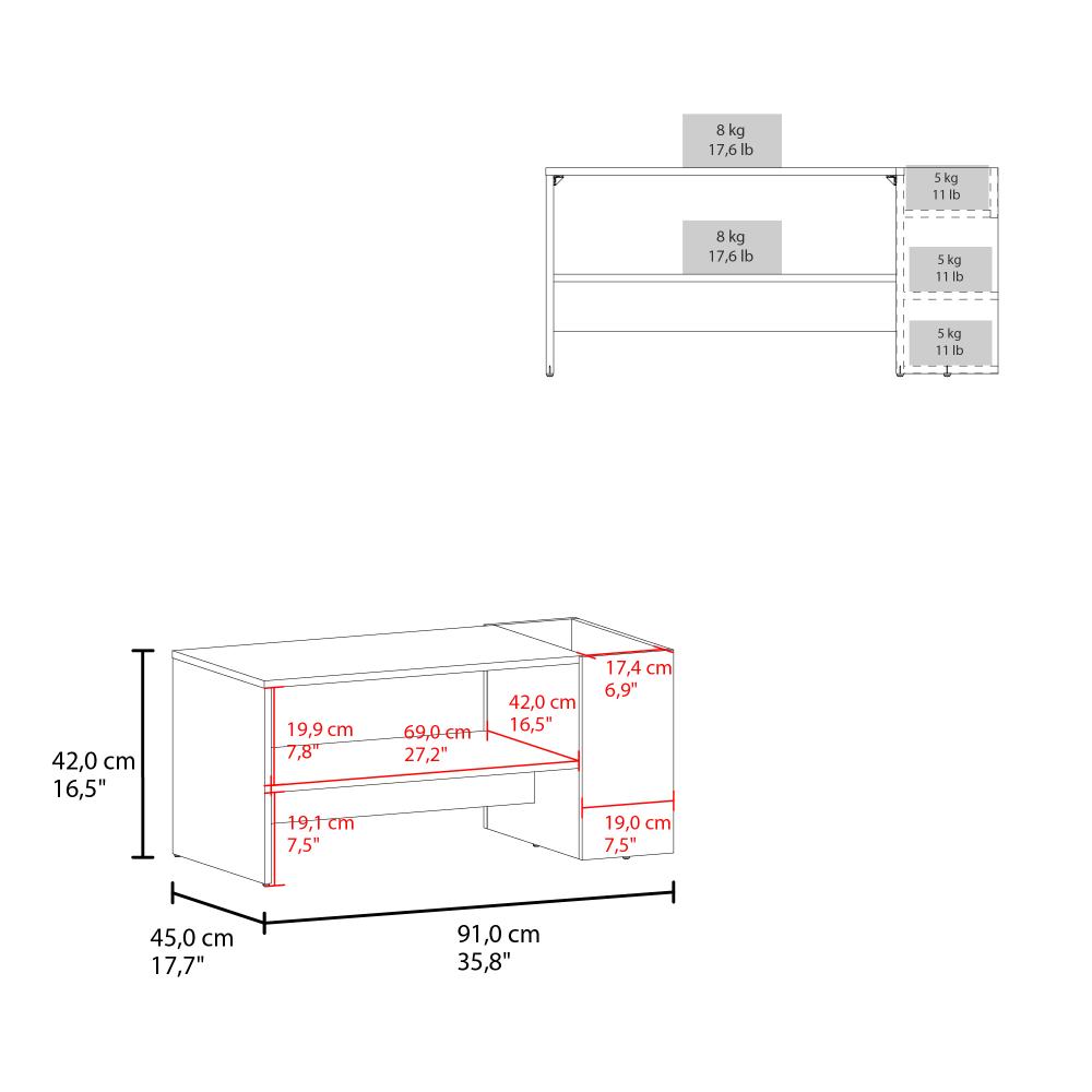 Mesa de Centro Larga Adel, Capri y Wengue, Con amplio espacio para decoración ZF