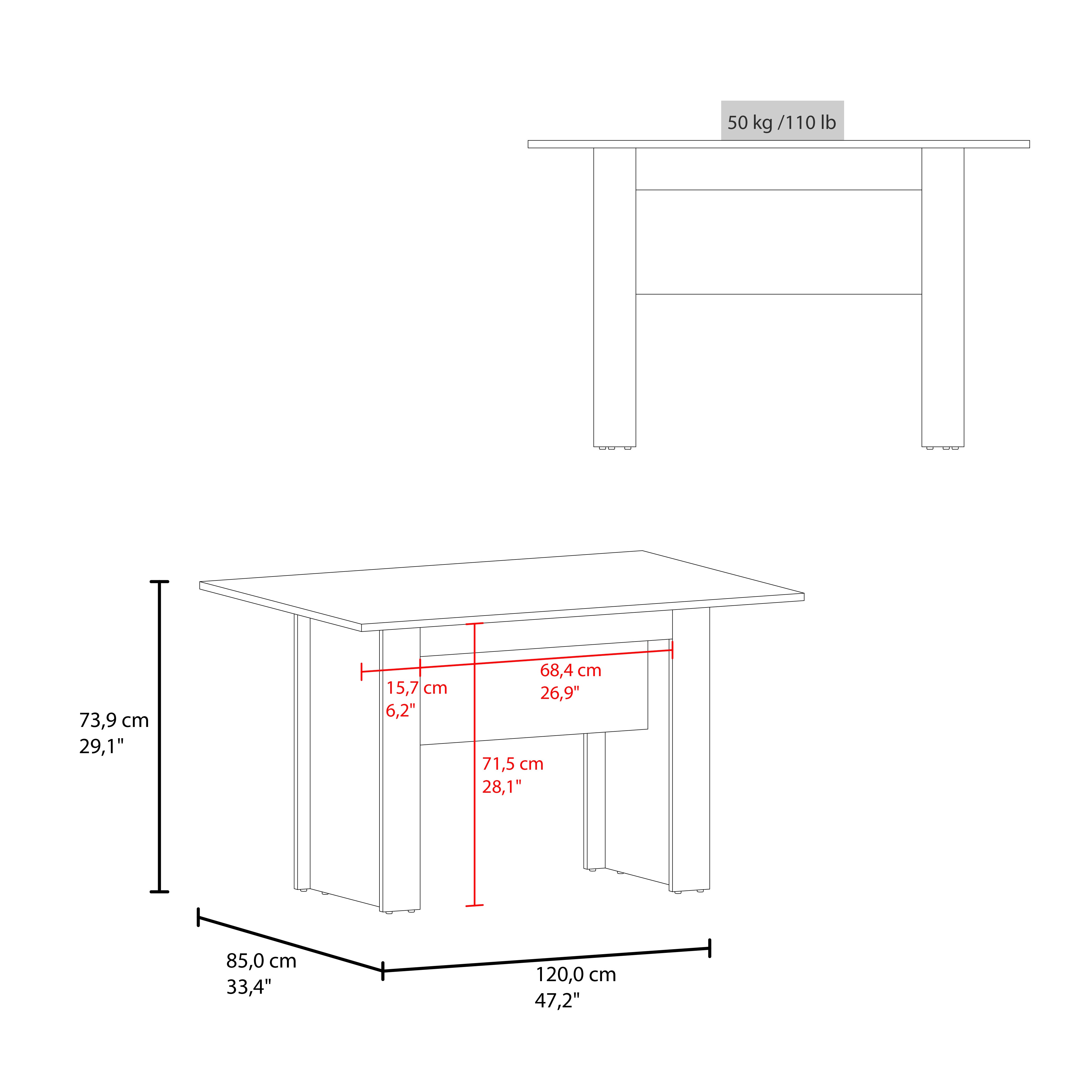 Mesa para Comedor Classic, Avellana, para Cuatro Puestos, No Incluye Sillas