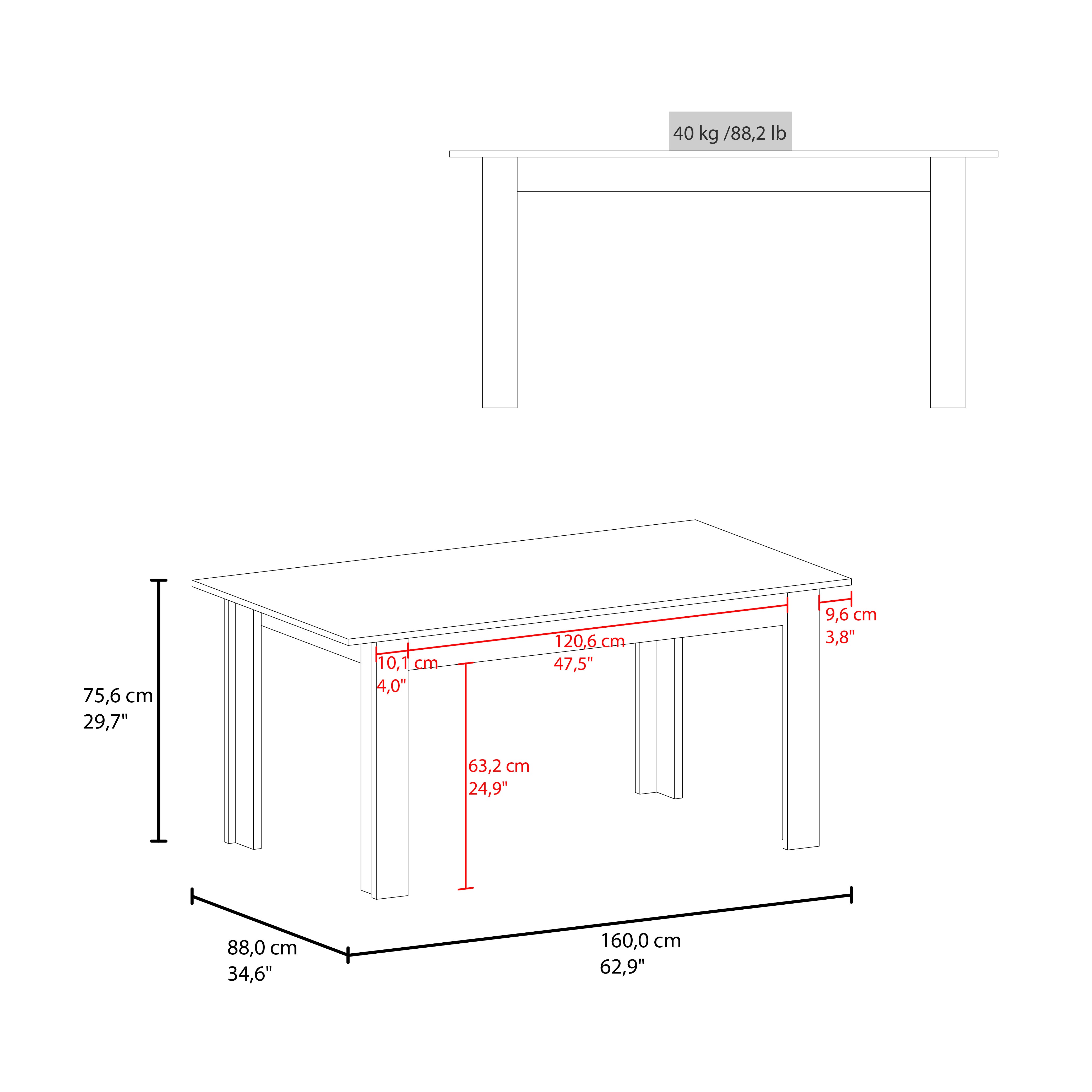 Mesa para Comedor Estrella 160, Avellana, con Espacio para Cuatro Personas, No Incluye Sillas