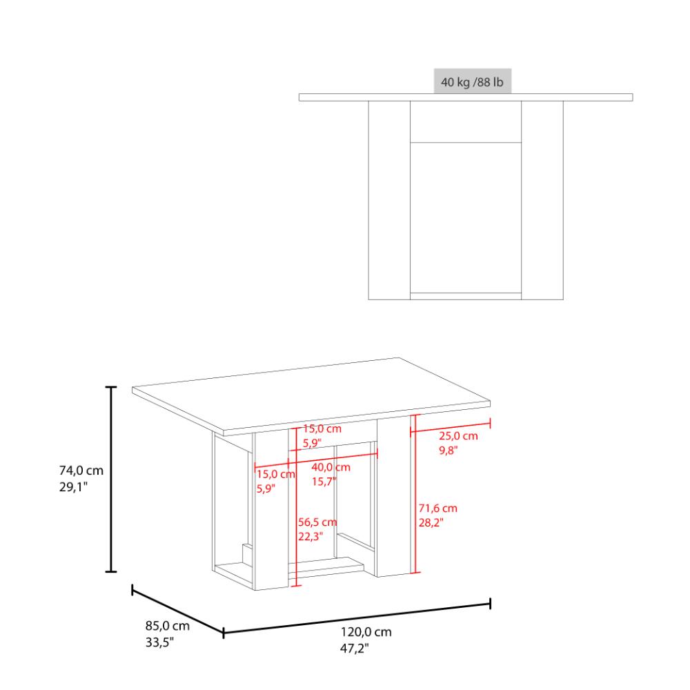 Mesa para Comedor Volder 120, Cartagena, con Amplia Superficie, No Incluye Sillas