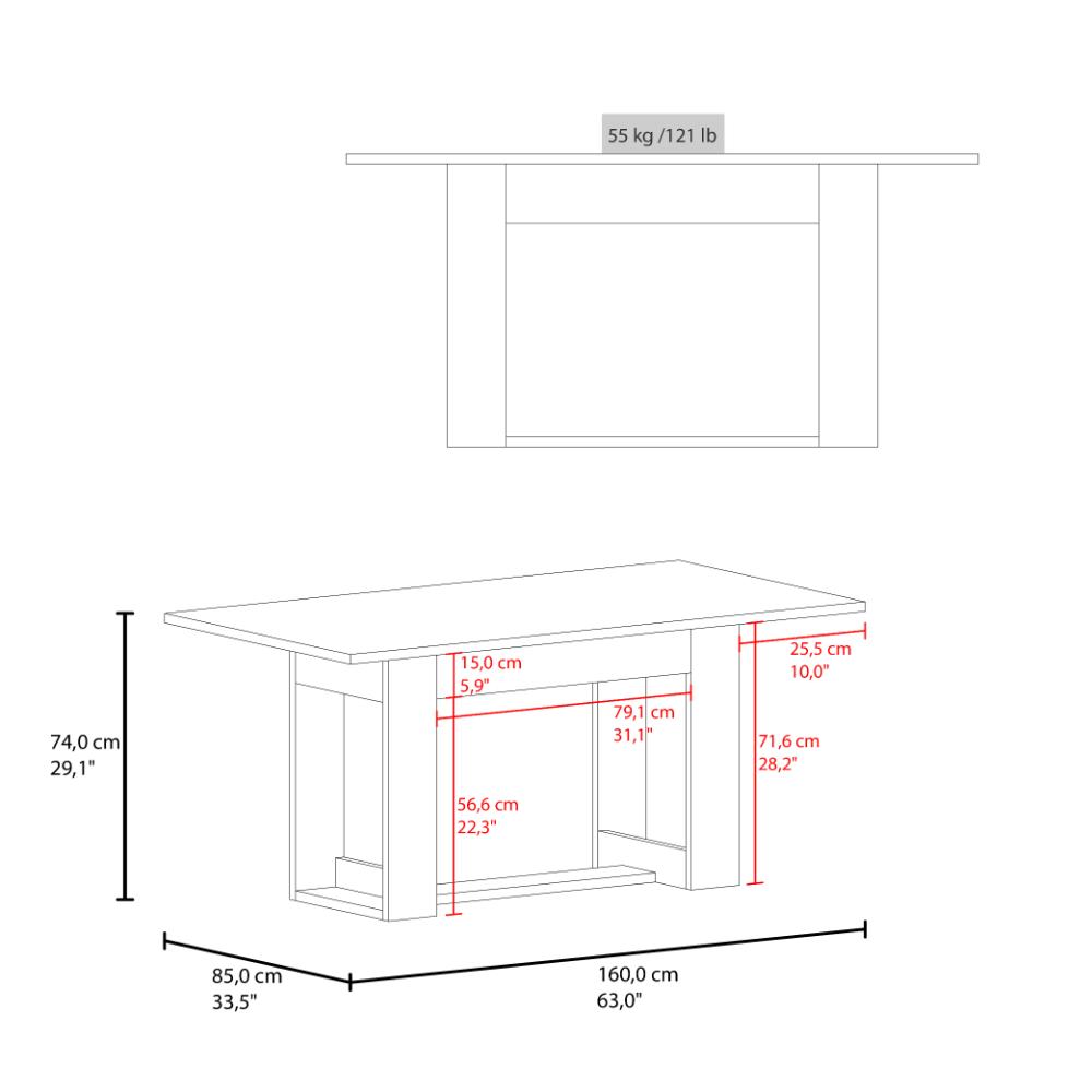 Mesa para Comedor Volder 160, Avellana, con Amplia Superficie, No Incluye Sillas