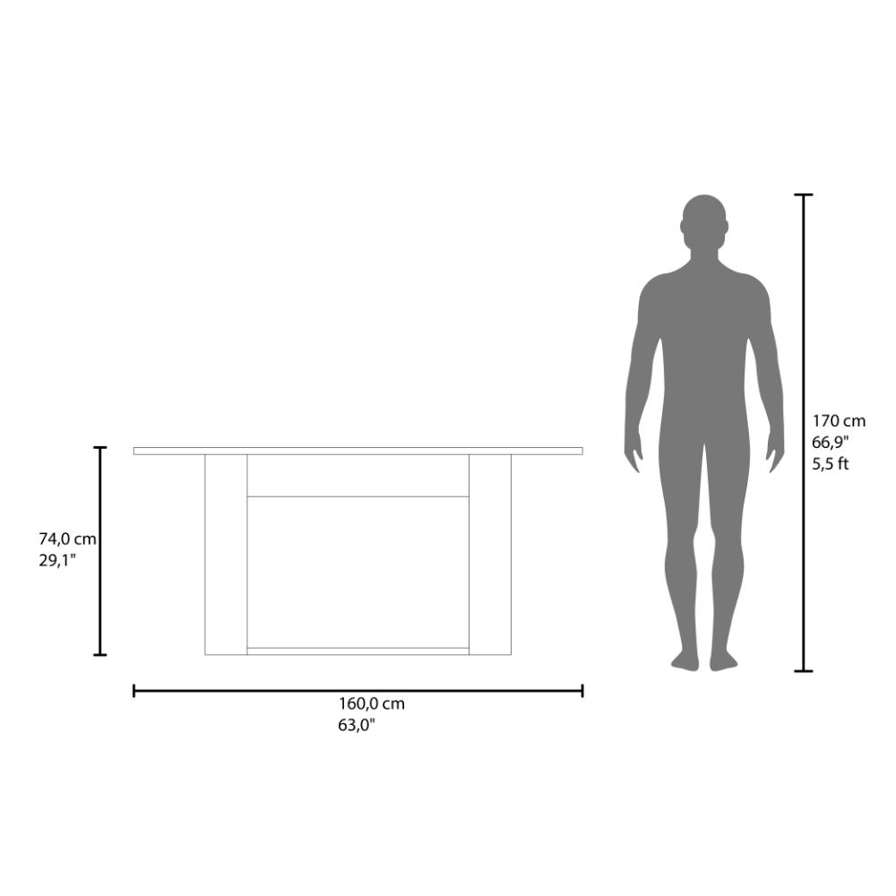 Mesa para Comedor Volder 160, Avellana, con Amplia Superficie, No Incluye Sillas