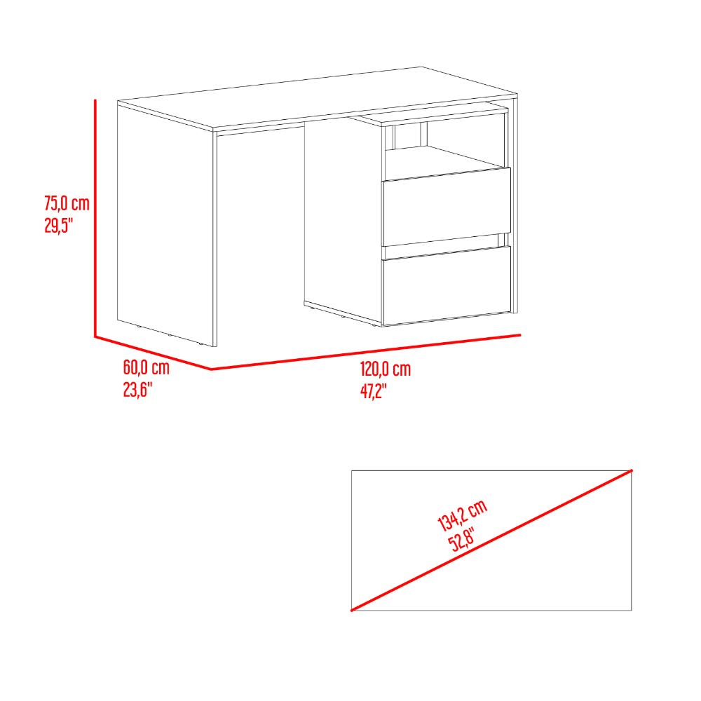 Escritorio Rook, Blanco y Fresno Europeo, con espacio para objetos decorativos ZF