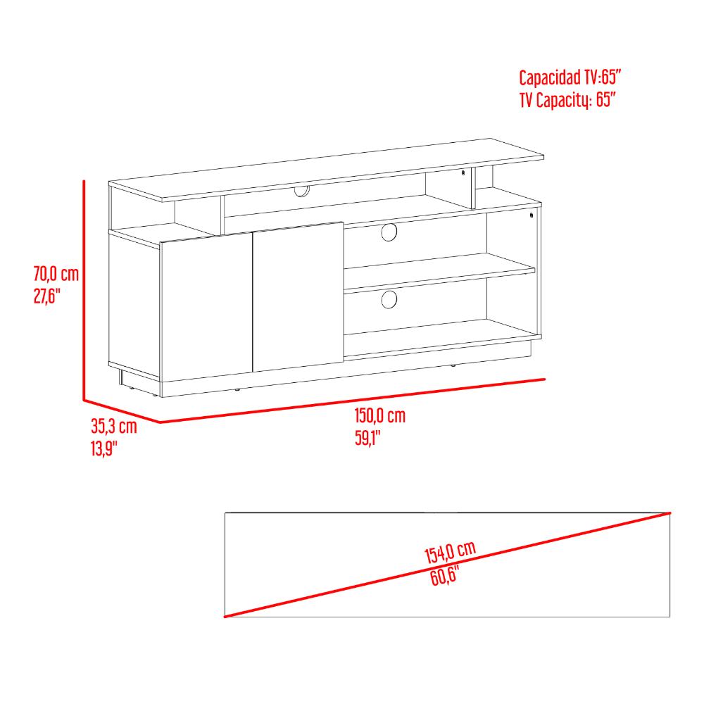 Mesa Para Tv Hope , Fresno Europeo y Capri, con espacio para TV de 65"