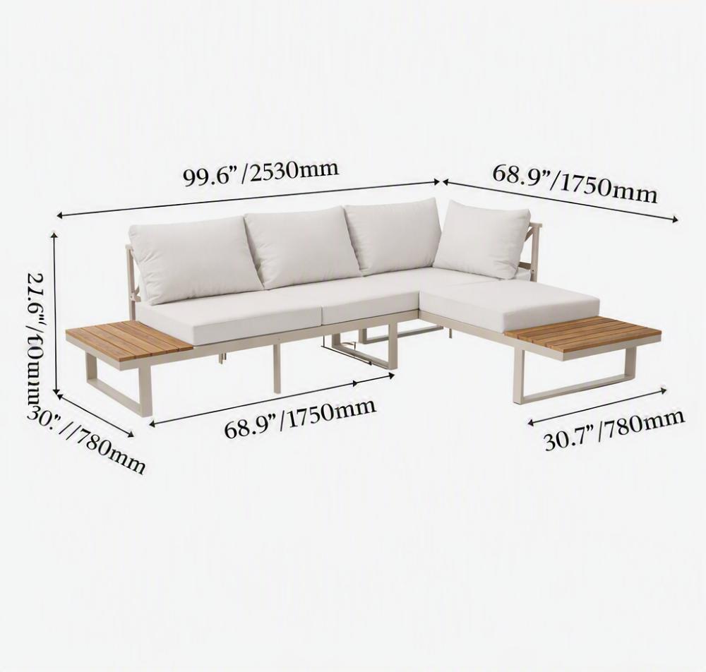 Set de Terraza Sicilia, Beige, con estructura en Aluminio ligero y resistente