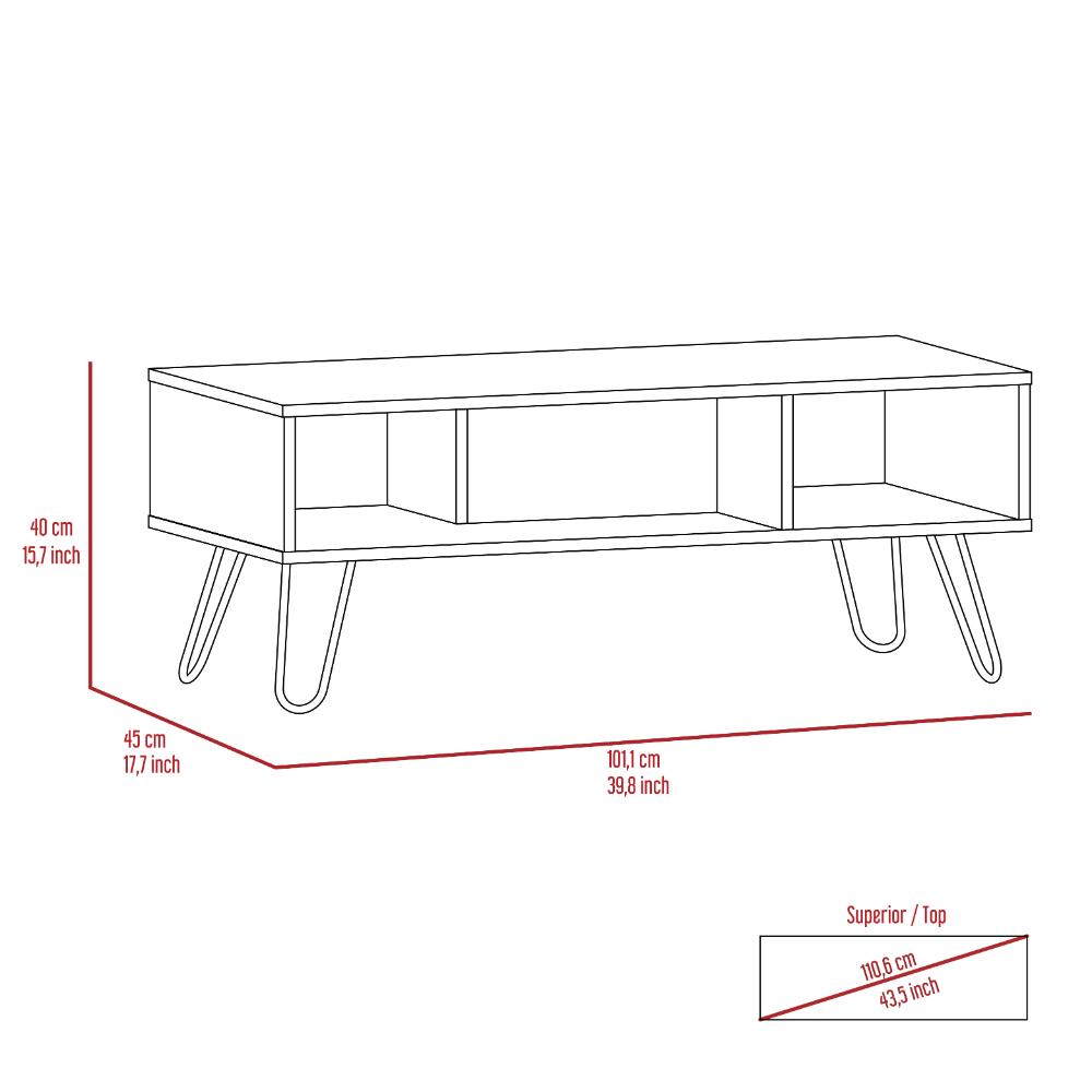 Mesa de Centro Lara, Miel y Plata Oscuro, con Amplio Espacio y Patas de Acero
