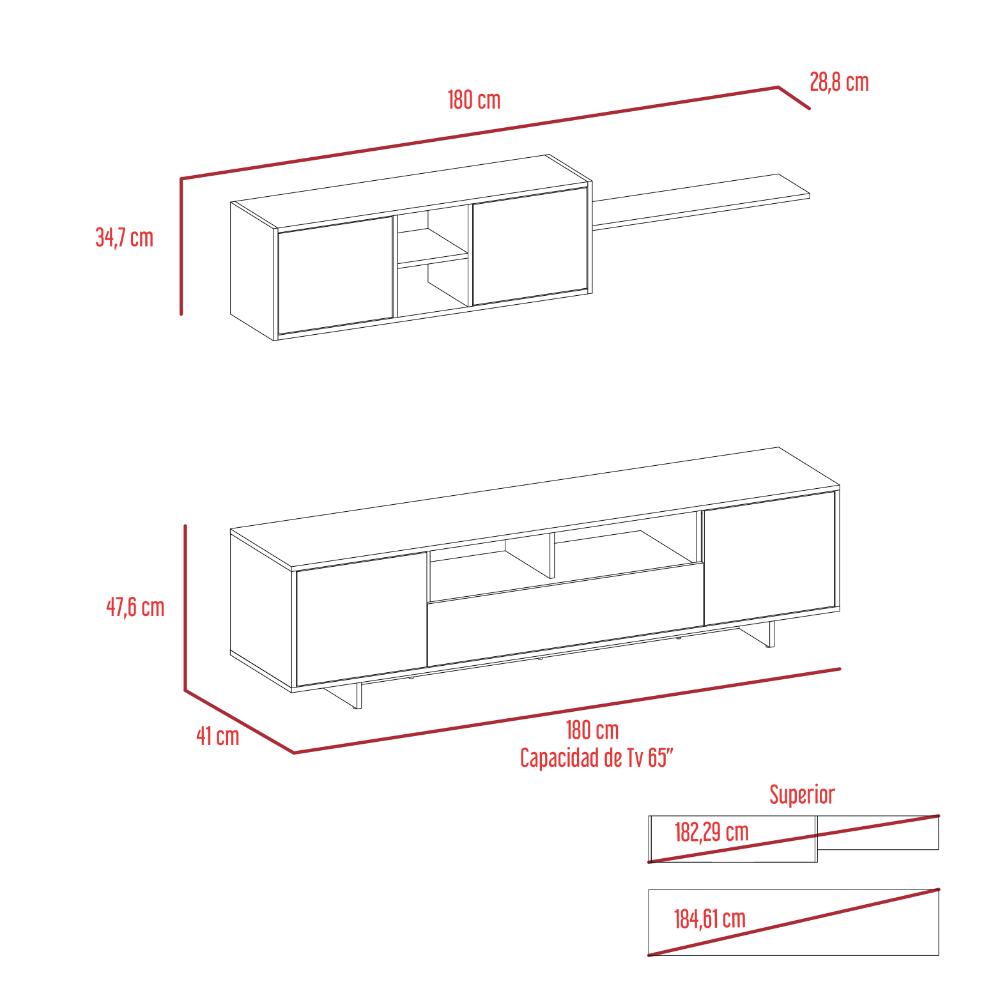Mesa Para Tv Abni, Blanco, incluye Mueble Superior