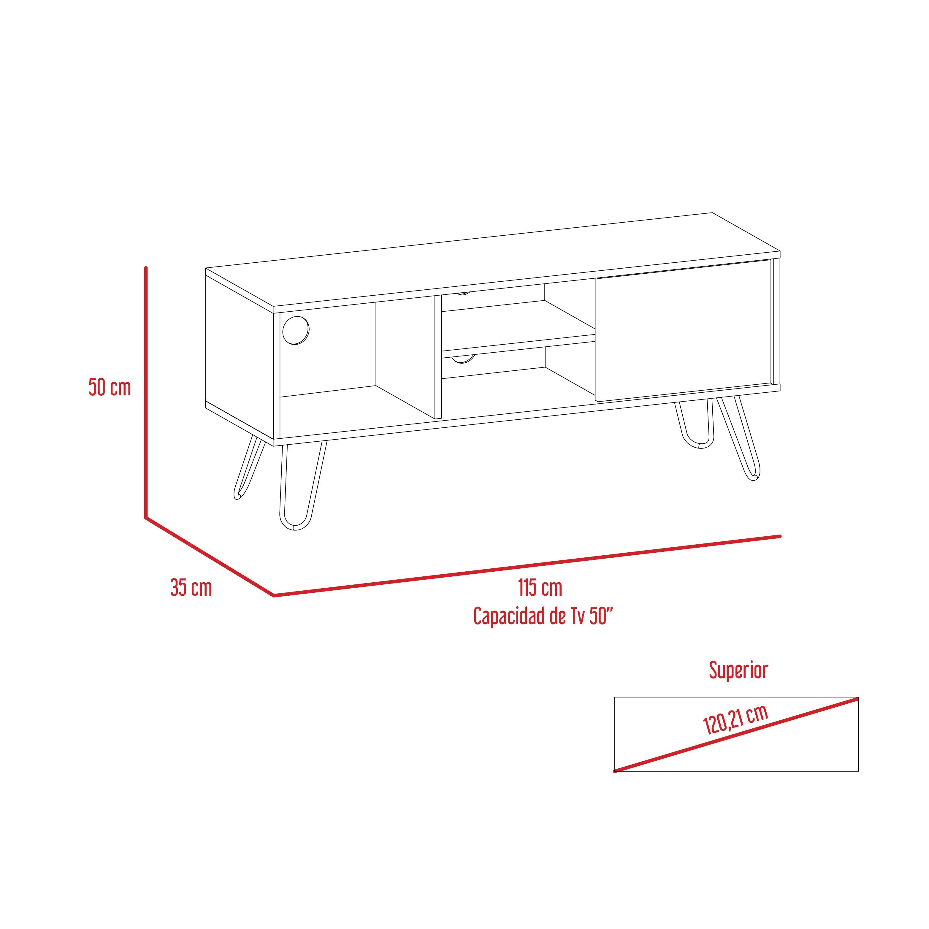 Mesa Para Tv Rony, Nogal, con Espacio Para Televisor de Hasta 50 Pulgadas ZF - VIRTUAL MUEBLES