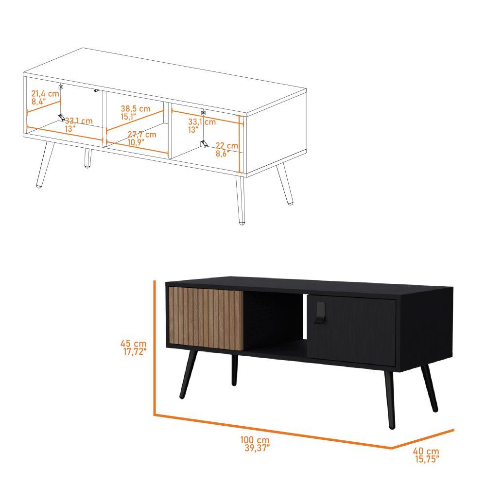 Mesa de Centro Mirabella, Wengue y Lenno, con un Cajón y Dos Puertas Batientes