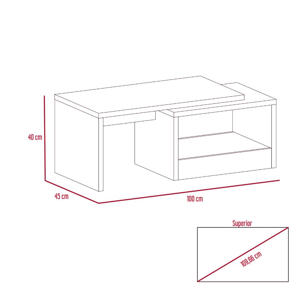 Mesa de Centro Wesley, Wengue y Fresno Europeo, con Amplio Espacio Ideal Para Ubicar Decoraciones