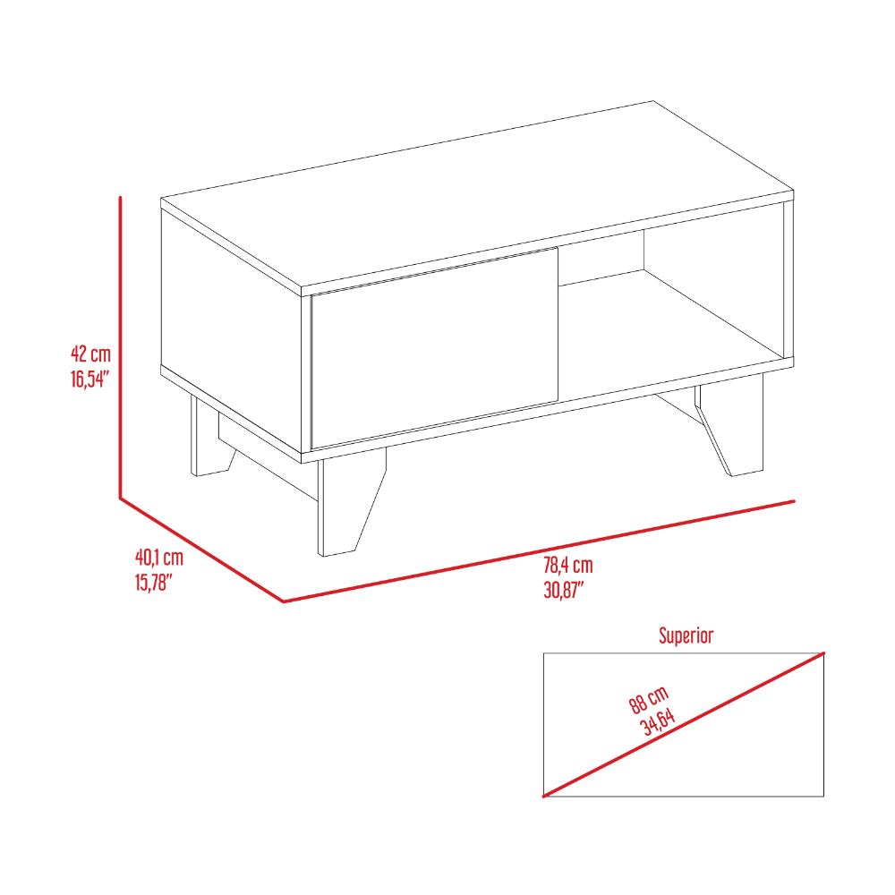 Mesa de Centro Atriz, Nogal, con Un Cajón Multiusos