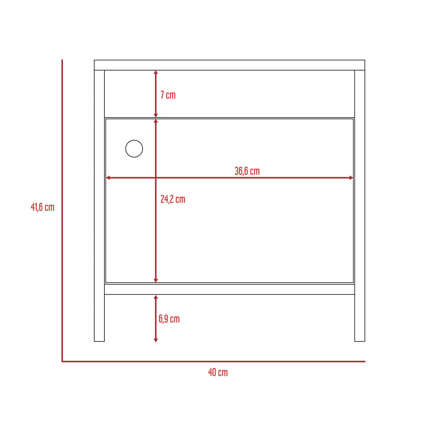 Mesa de Noche Tutto, Canela, con Cajón Para Guardar Objetos Ideal Para Espacios Reducidos