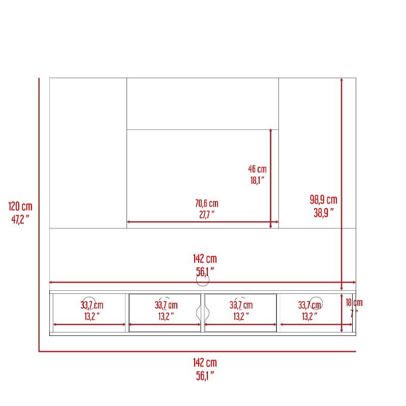 Panel de Tv Hanna, Wengue y Miel, con Espacio Para Televisor de Hasta 60 Pulgadas