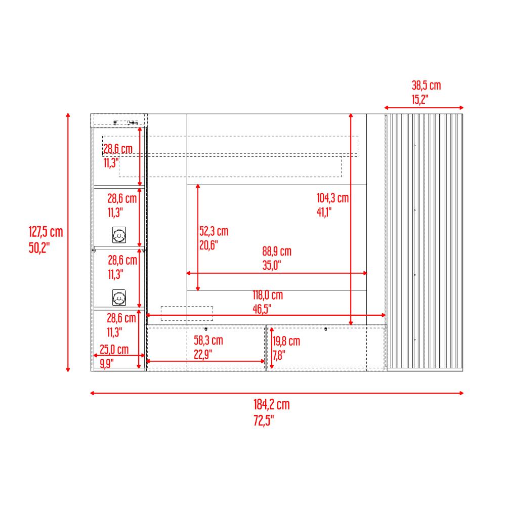 Panel de TV Gamma, Capri y Avellana con Espacio para Televisor de hasta 65"