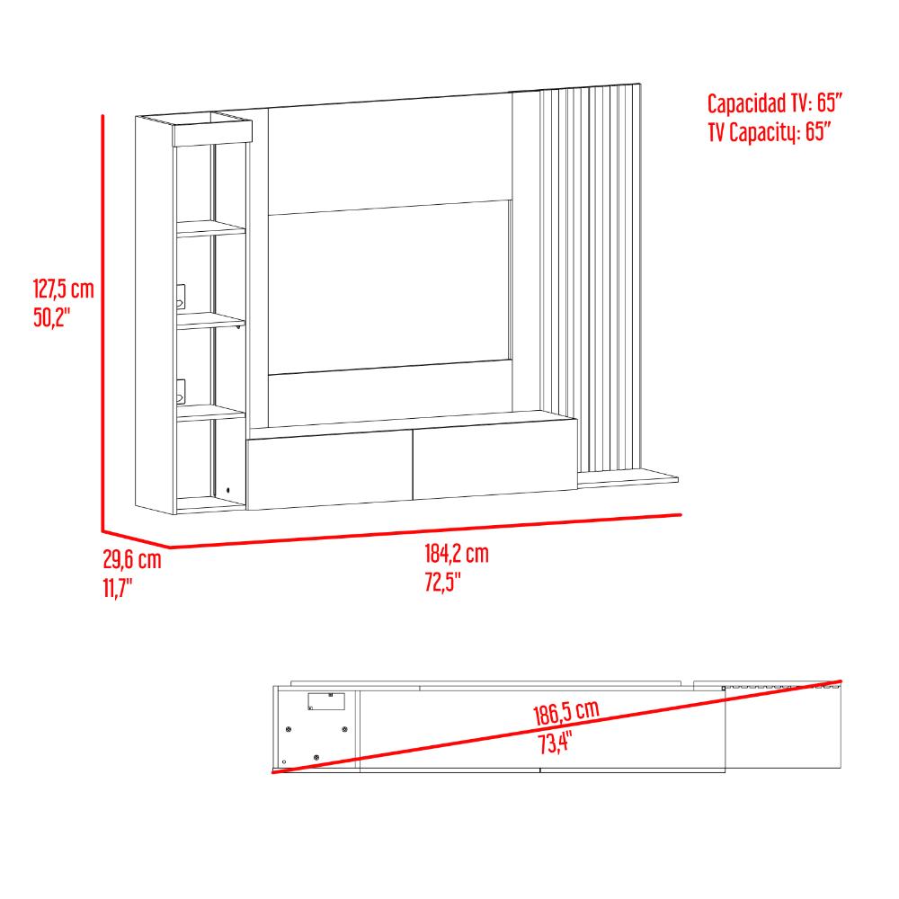 Panel de TV Gamma, Capri y Avellana con Espacio para Televisor de hasta 65"