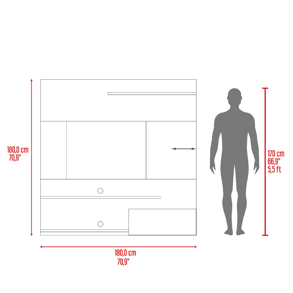 Panel de Tv Henry, Blanco Duqueza y Avellana, con Espacio Para Televisor de Hasta 65"