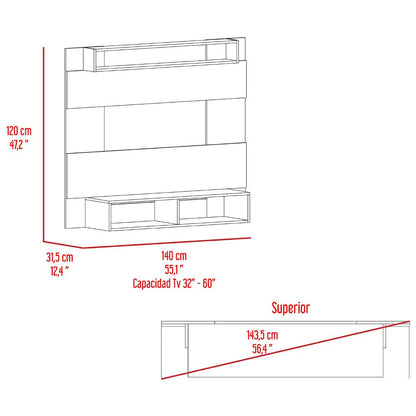 Panel de Tv Chares, Plata Oscuro y Macadamia, con Espacio Para Televisor de Hasta 55 Pulgadas
