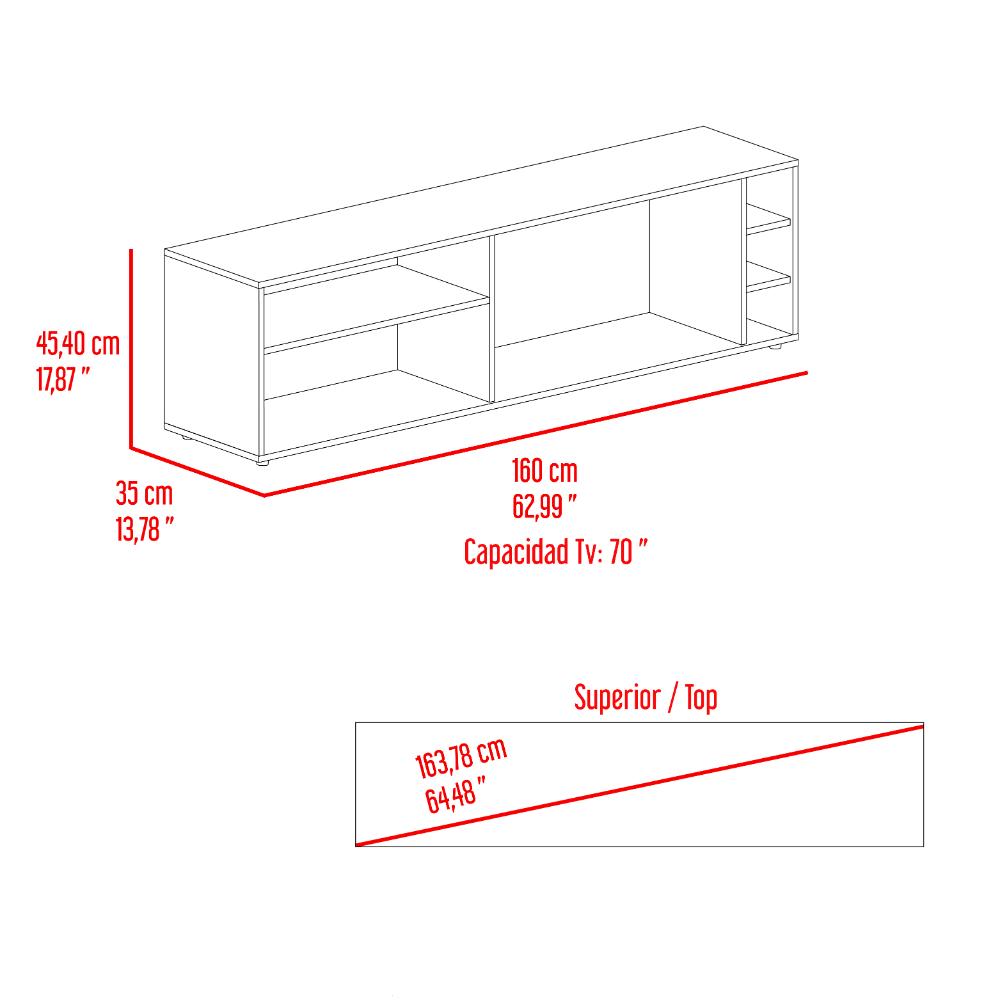 Mesa para TV Sunta, Nogal Europeo, Con amplios espacios para ubicar dispositivos de entretenimiento 70"