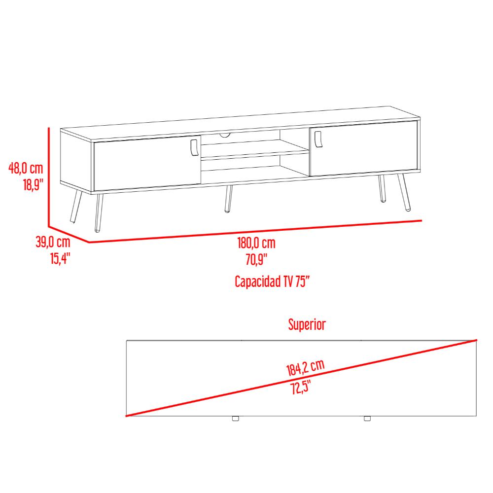 Mesa para TV Lienxo, Fresno Europeo y Blanco, con Espacio para TV hasta 75 Pulgadas