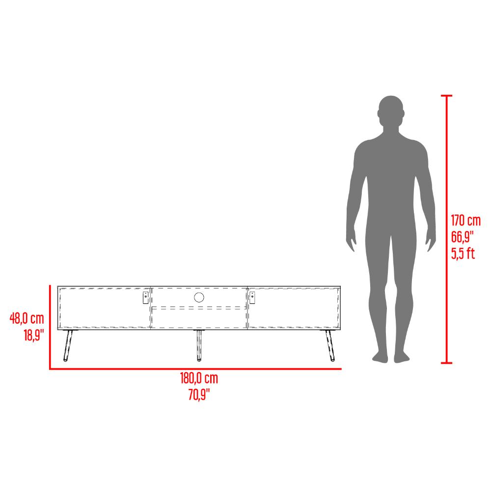Mesa para TV Lienxo, Fresno Europeo y Blanco, con Espacio para TV hasta 75 Pulgadas