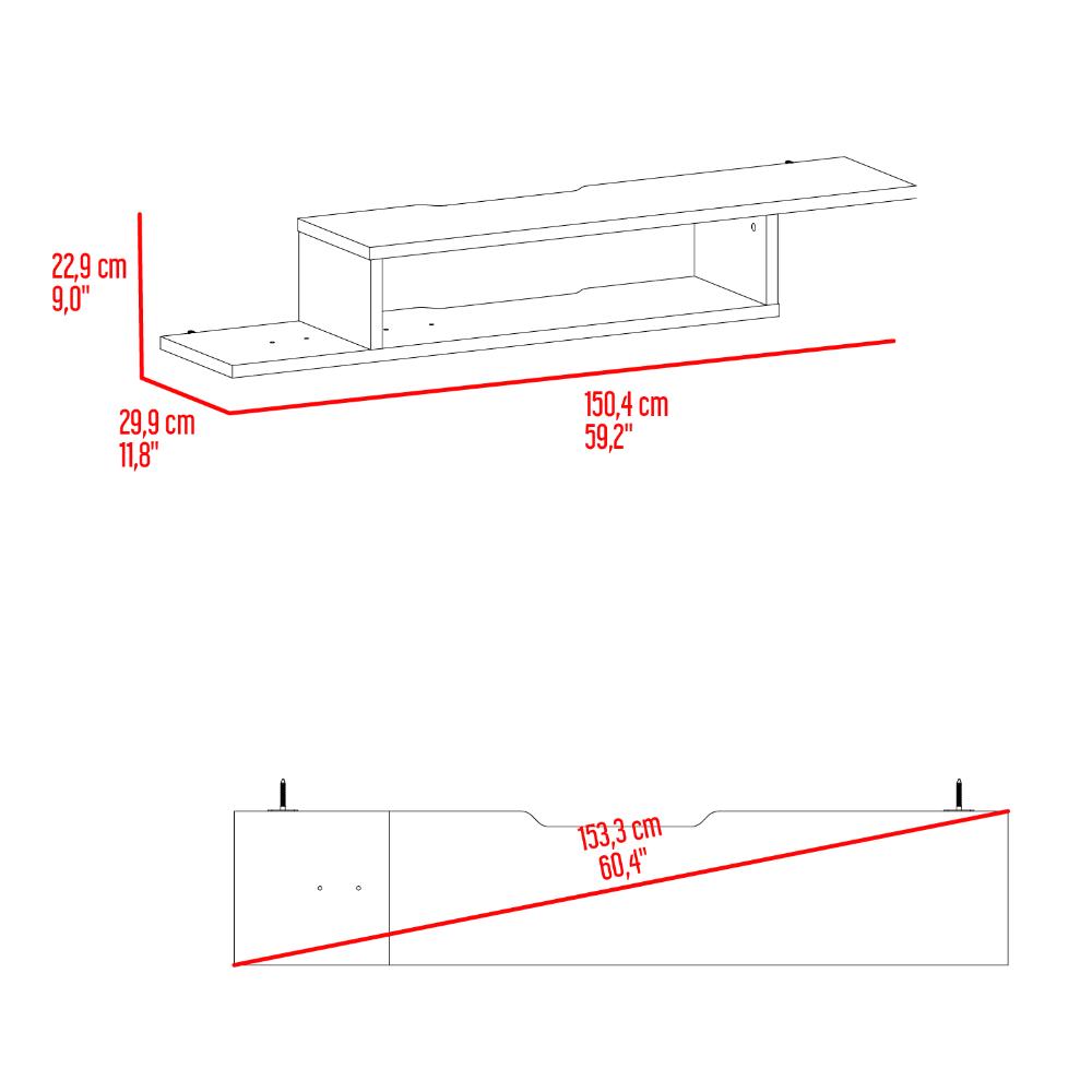 Mesa Para Tv Flotante Dilix, Castaño y Blanco, con superficie para objetos decorativos