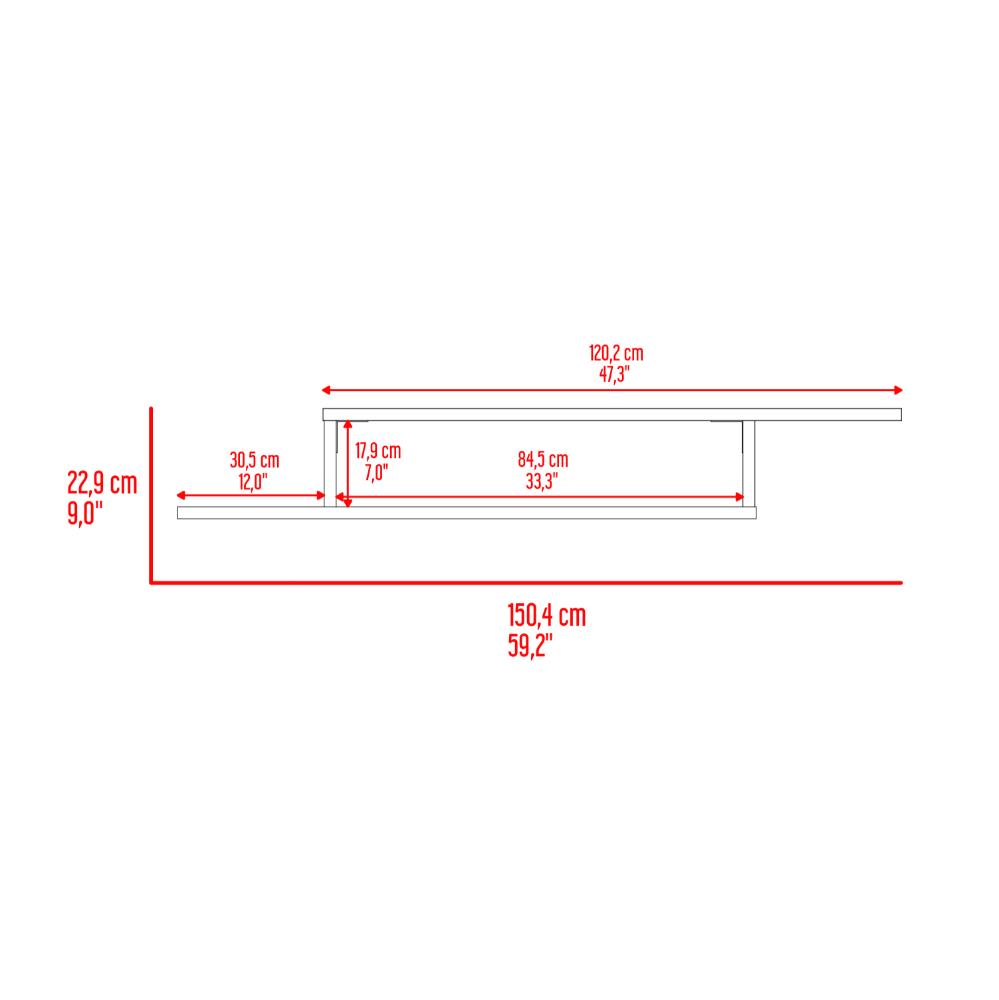 Mesa Para Tv Flotante Dilix, Castaño y Blanco, con superficie para objetos decorativos