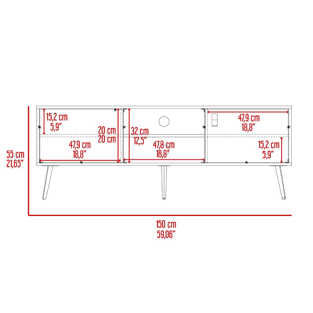 Mesa Para TV Mirabella, Wengue y Miel, Con dos puertas para tv 65"