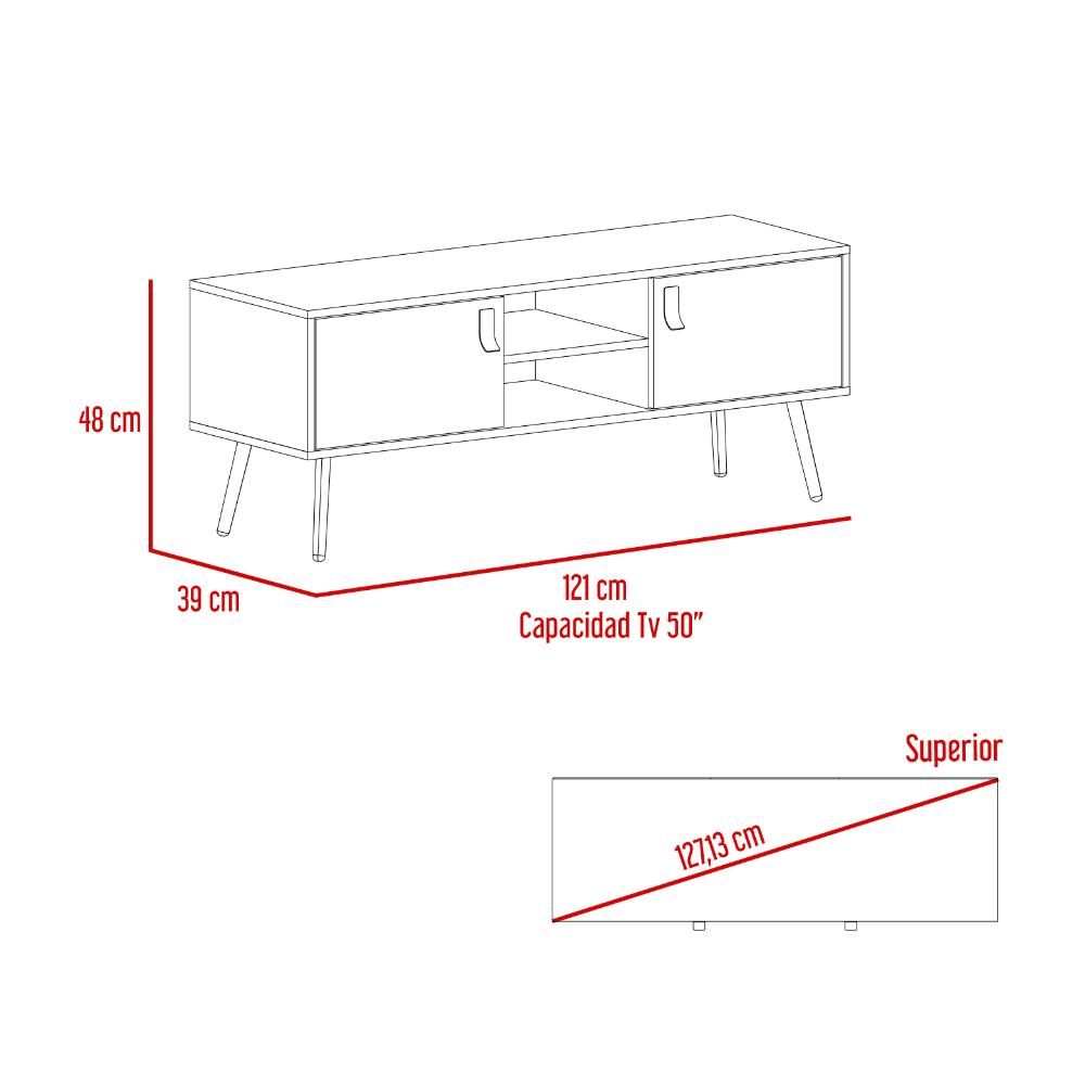 Mesa para TV Lienxo, Blanco y Fresno Europeo, con Espacio para TV hasta 50 Pulgadas