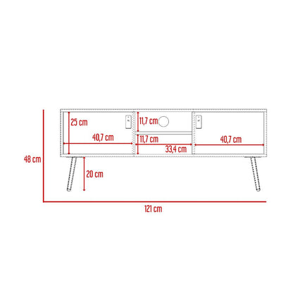 Mesa para TV Lienxo, Blanco y Macadamia, Con Espacio Para TV Hasta 50 Pulgadas