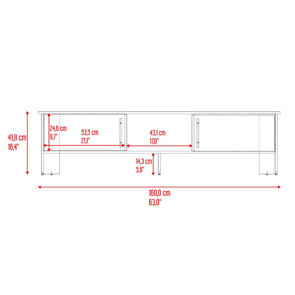 Mesa Para Tv Dago, Avellana y Wengue, Para Televisor de Hasta 65 Pulgadas con dos puertas