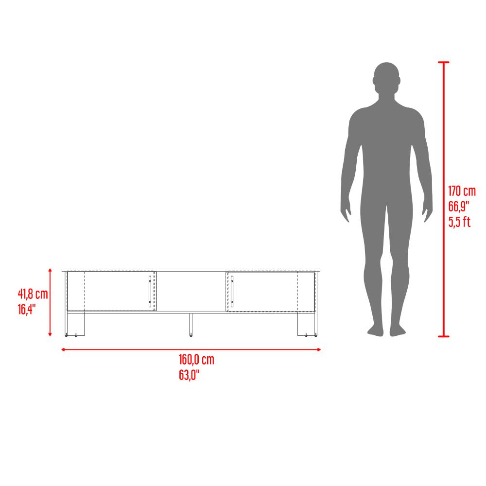 Mesa para TV Dago, Capri/Blanco y Fresno Europeo, para Televisor de hasta 65 Pulgadas con Dos Puertas