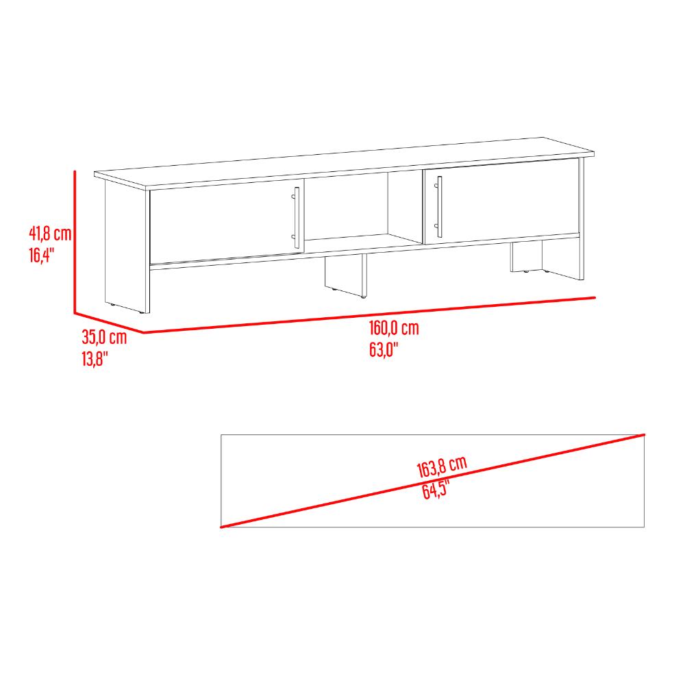 Mesa Para Tv Dago, Fresno Europeo y Blanco, Para Televisor de Hasta 65 Pulgadas con dos puertas