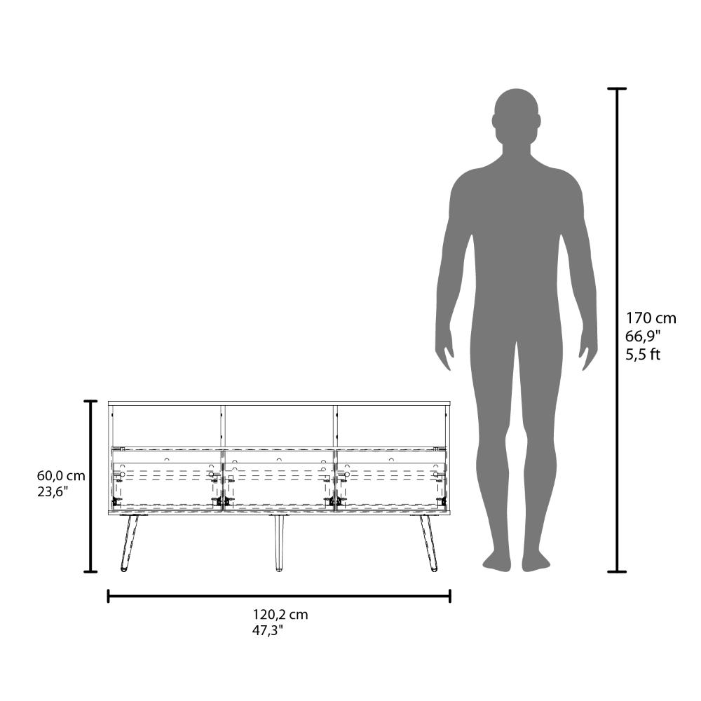 Mesa para TV Aranez, Blanco y Fresno Europeo, para TV Máximo 50" ZF