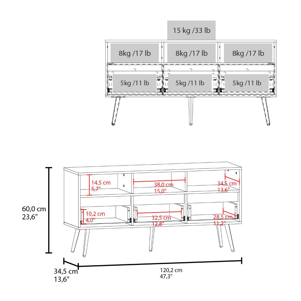Mesa para TV Aranez, Blanco y Fresno Europeo, para TV Máximo 50" ZF